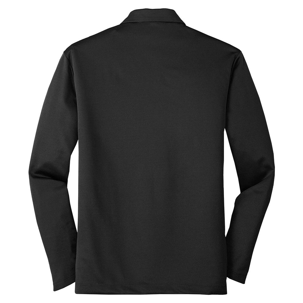 Port Authority Men's Black Silk Touch Performance Long Sleeve Polo