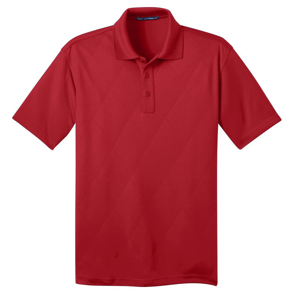 Port Authority Men's Regal Red Tech Embossed Polo