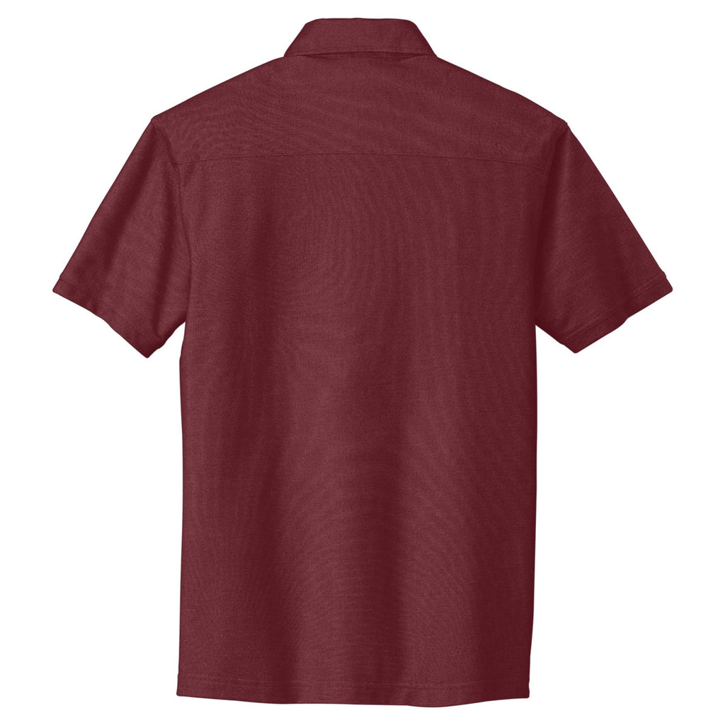 Port Authority Men's Red/Mulberry Oxford Pique Double Pocket Polo