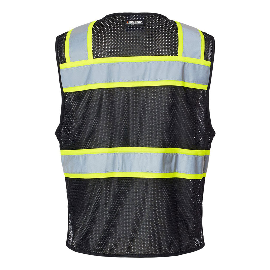 Kishigo Black/Lime EV Series Enhanced Visibility 3 Pocket Mesh Vest
