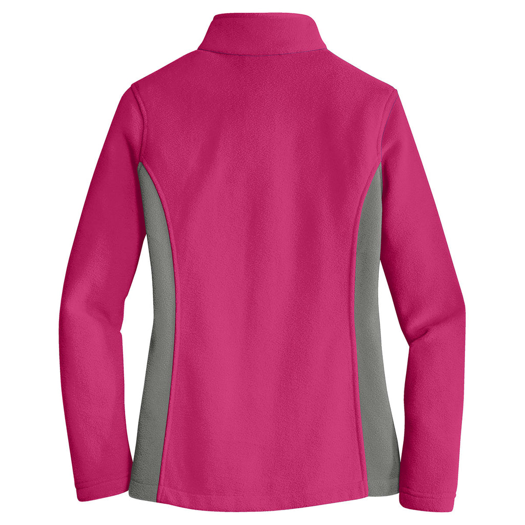 Port Authority Women's Pink Azalea/Deep Smoke Colorblock Value Fleece Jacket