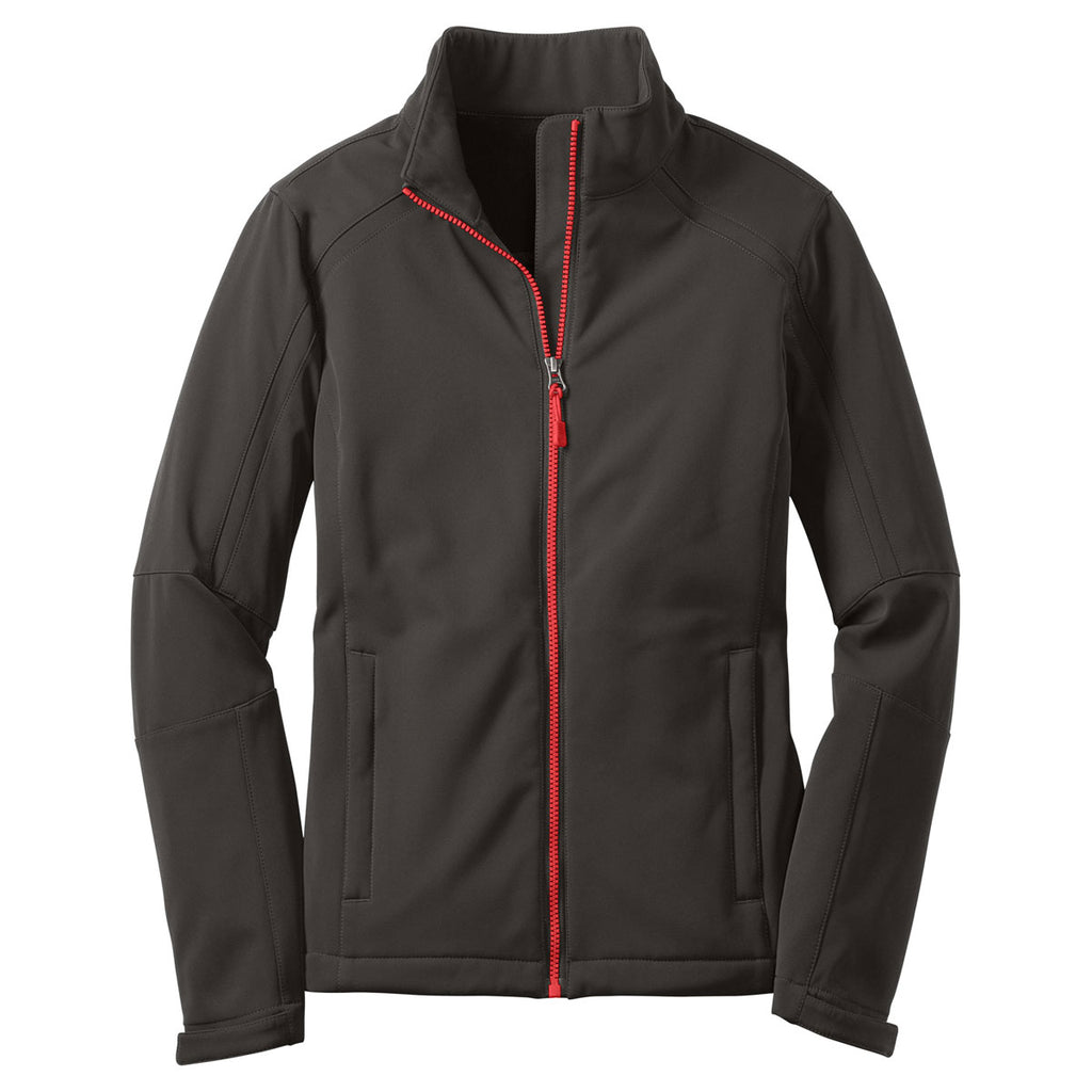 Port Authority Women's Deep Grey/Rich Red Traverse Soft Shell Jacket