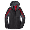Port Authority Women's Black/Magnet Grey/Signal Red Colorblock 3-in-1 Jacket
