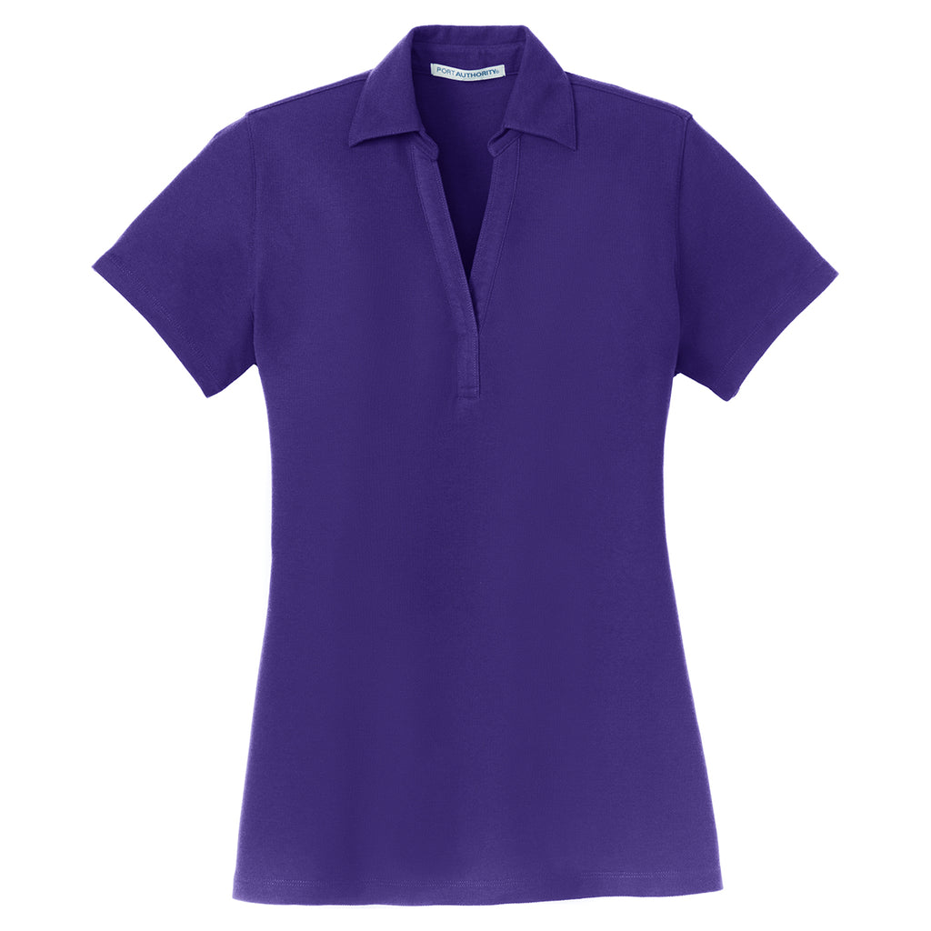 Port Authority Women's Purple Silk Touch Y-Neck Polo
