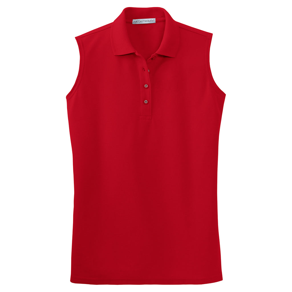 Port Authority Women's Red Silk Touch Sleeveless Polo
