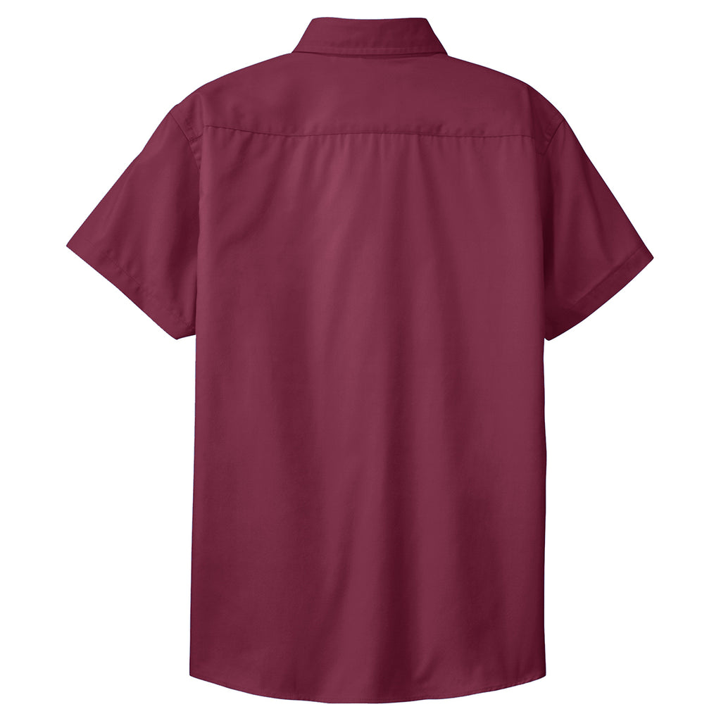Port Authority Women's Burgundy/Light Stone Short Sleeve Easy Care Shirt