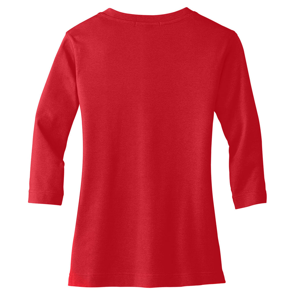Port Authority Women's Scarlet Red Modern Stretch Cotton 3/4-Sleeve Scoop Neck Shirt
