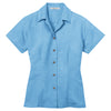 Port Authority Women's Resort Blue Patterned Easy Care Camp Shirt