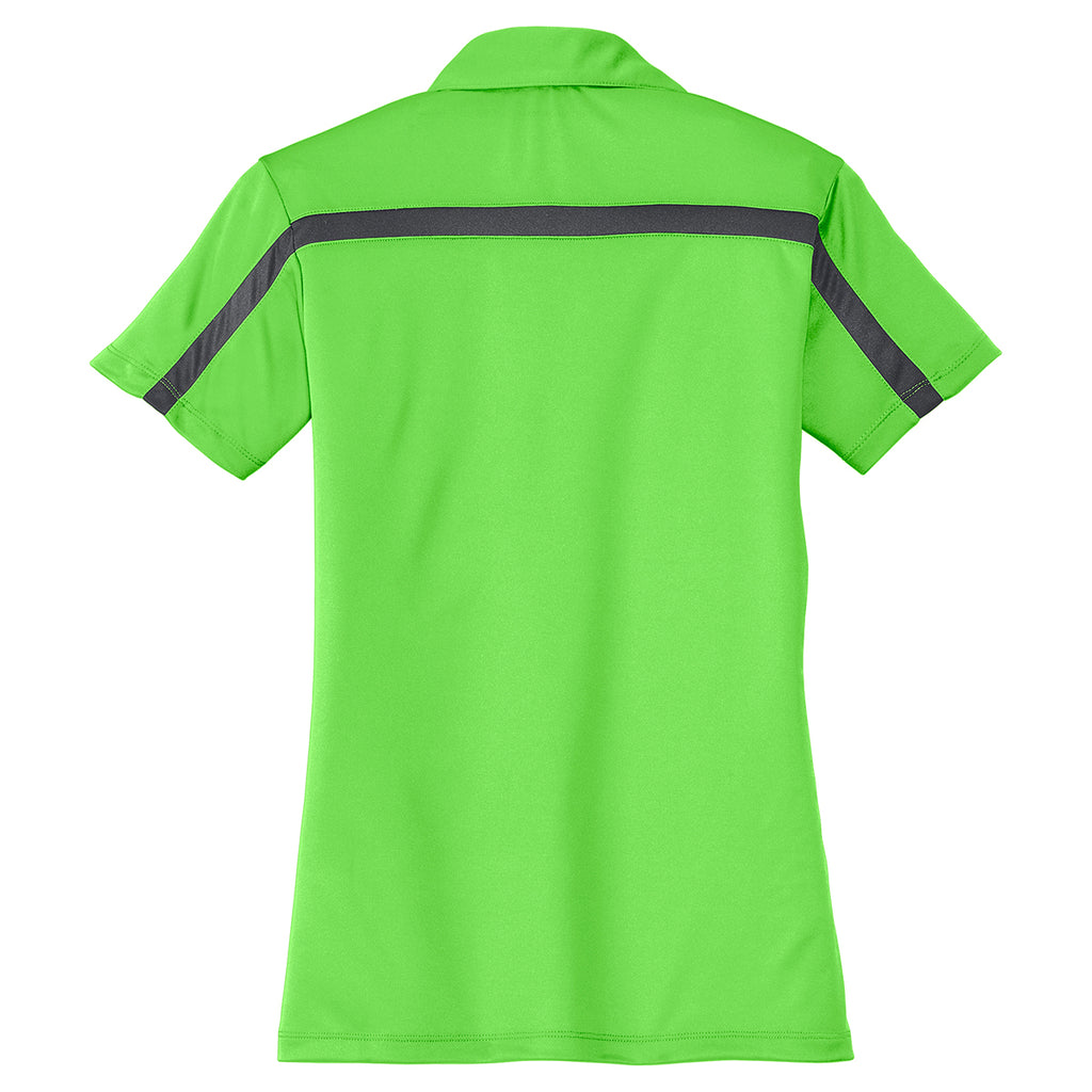 Port Authority Women's Lime/Steel Grey Silk Touch Performance Colorblock Stripe Polo
