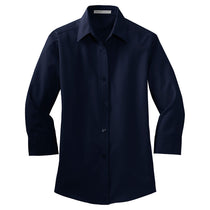 Port Authority Women's Navy 3/4-Sleeve Easy Care Shirt