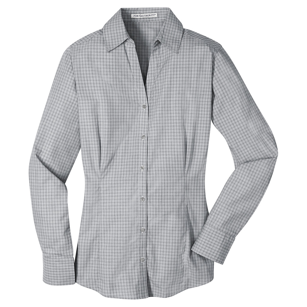 Port Authority Women's Charcoal Plaid Pattern Easy Care Shirt