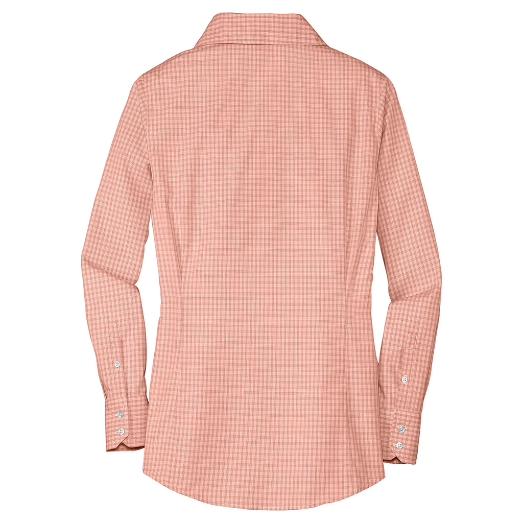 Port Authority Women's Orange Plaid Pattern Easy Care Shirt