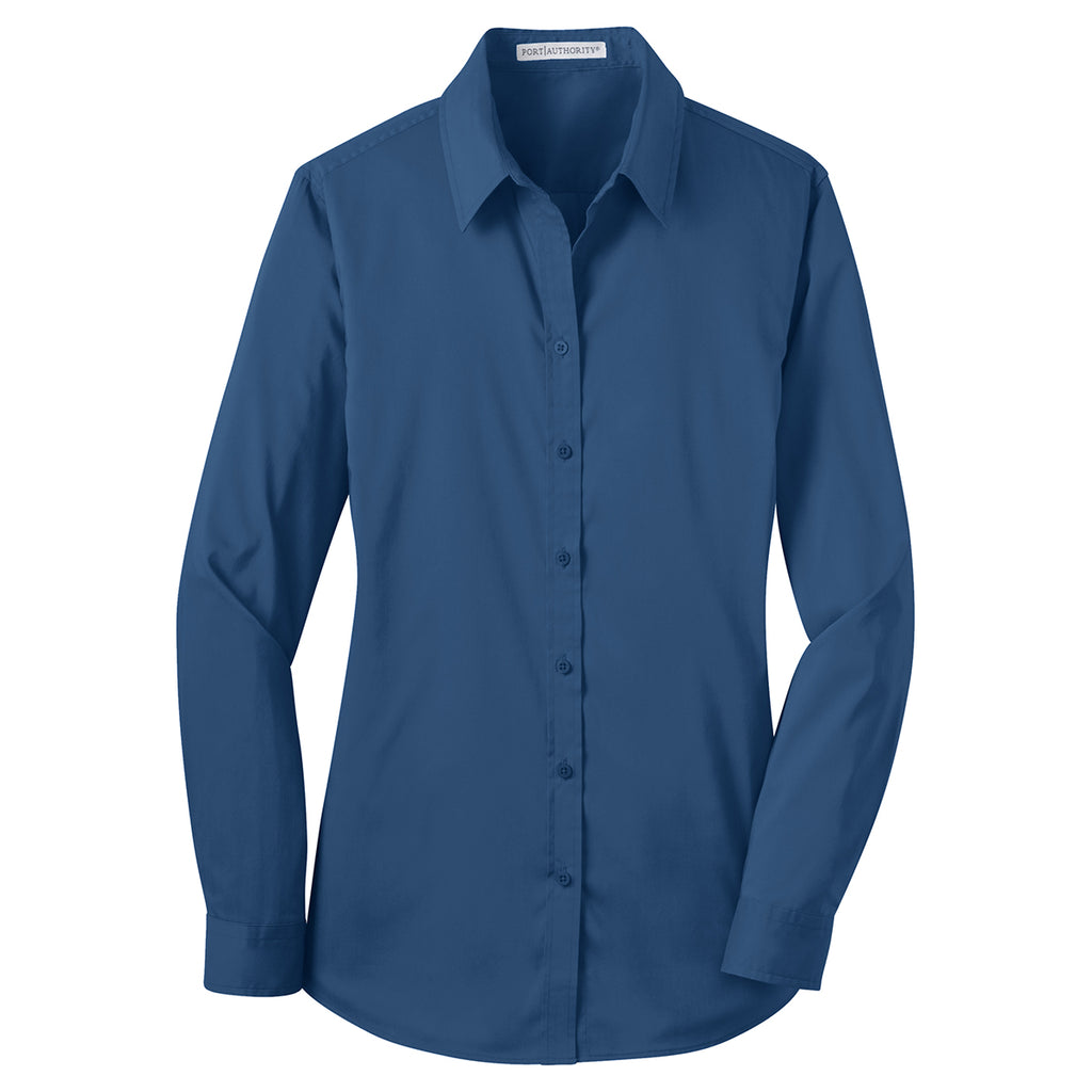 Port Authority Women's Moonlight Blue Stretch Poplin Shirt