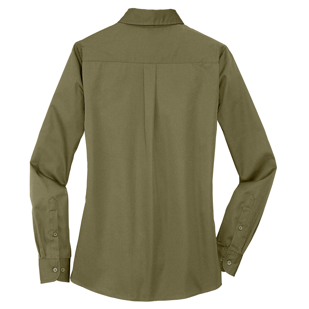 Port Authority Women's Vintage Khaki Stain Resistant Roll Sleeve Twill Shirt