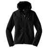 Port Authority Women's Black/Engine Red Textured Hooded Soft Shell Jacket