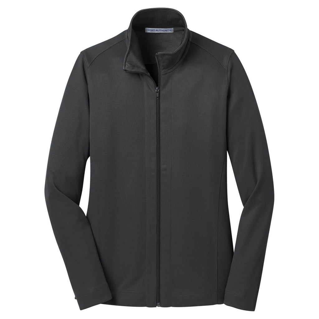 Port Authority Women's Iron Grey/Black Vertical Texture Full-Zip Jacket