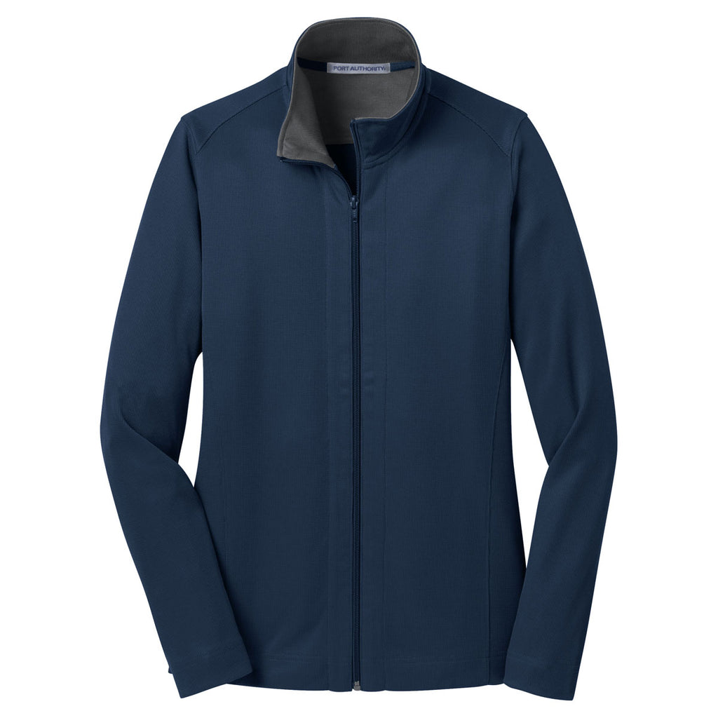 Port Authority Women's Regatta Blue/Iron Grey Vertical Texture Full-Zip Jacket