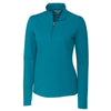 Cutter & Buck Women's Teal Blue DryTec Long Sleeve Advantage Half-Zip