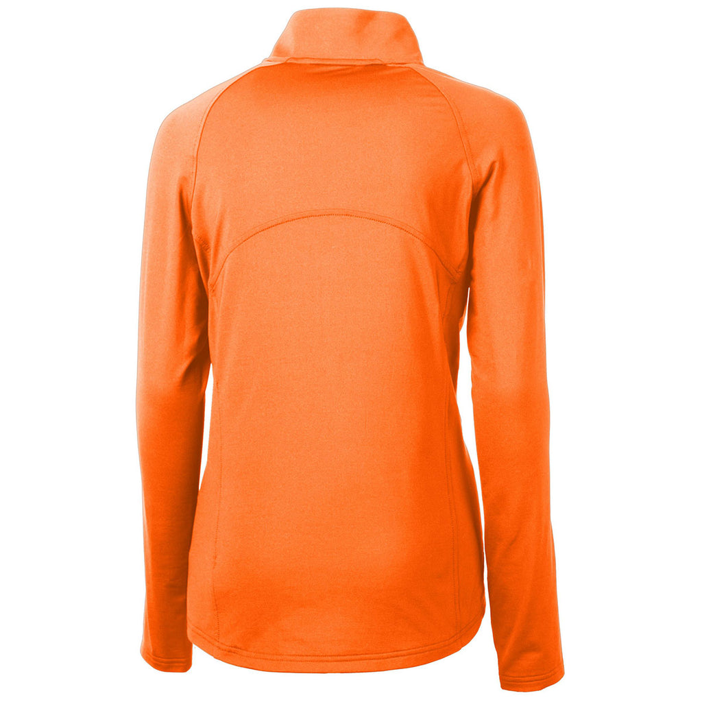 Cutter & Buck Women's Orange Burst Adapt Eco Knit Recycled Half Zip Pullover