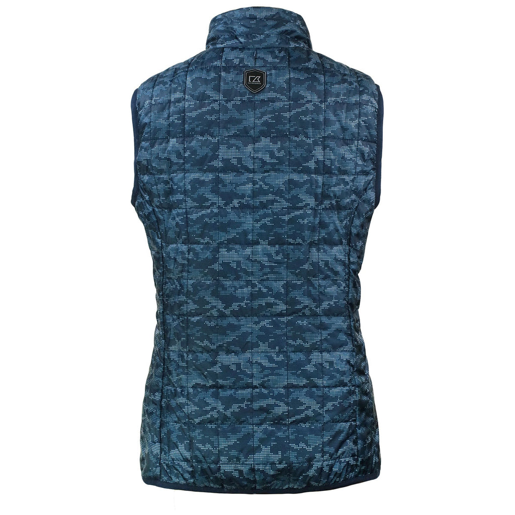 Cutter & Buck Women's Dark Navy Rainier PrimaLoft Eco Insulated Full Zip Printed Puffter Vest
