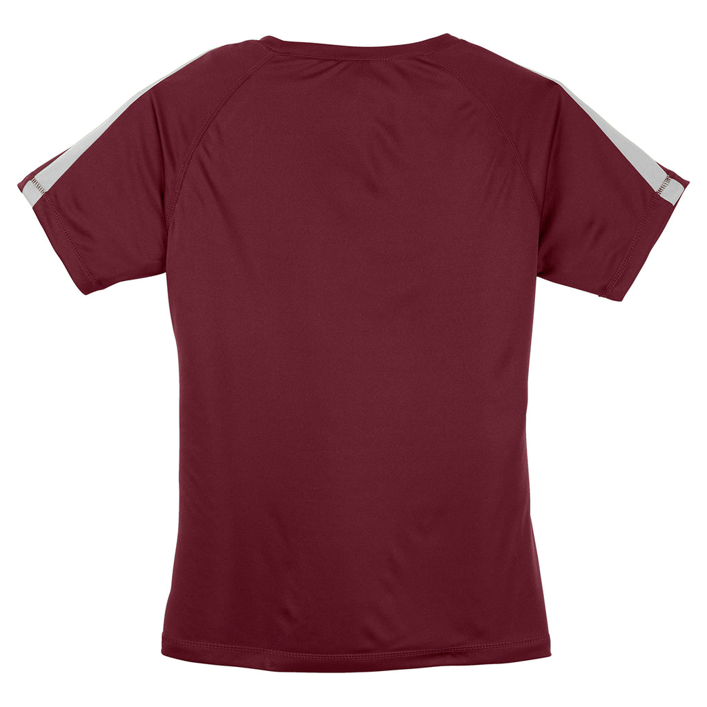 Sport-Tek Women's Maroon/Silver Colorblock PosiCharge Competitor Tee