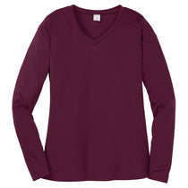 Sport-Tek Women's Maroon Long Sleeve PosiCharge Competitor V-Neck Tee
