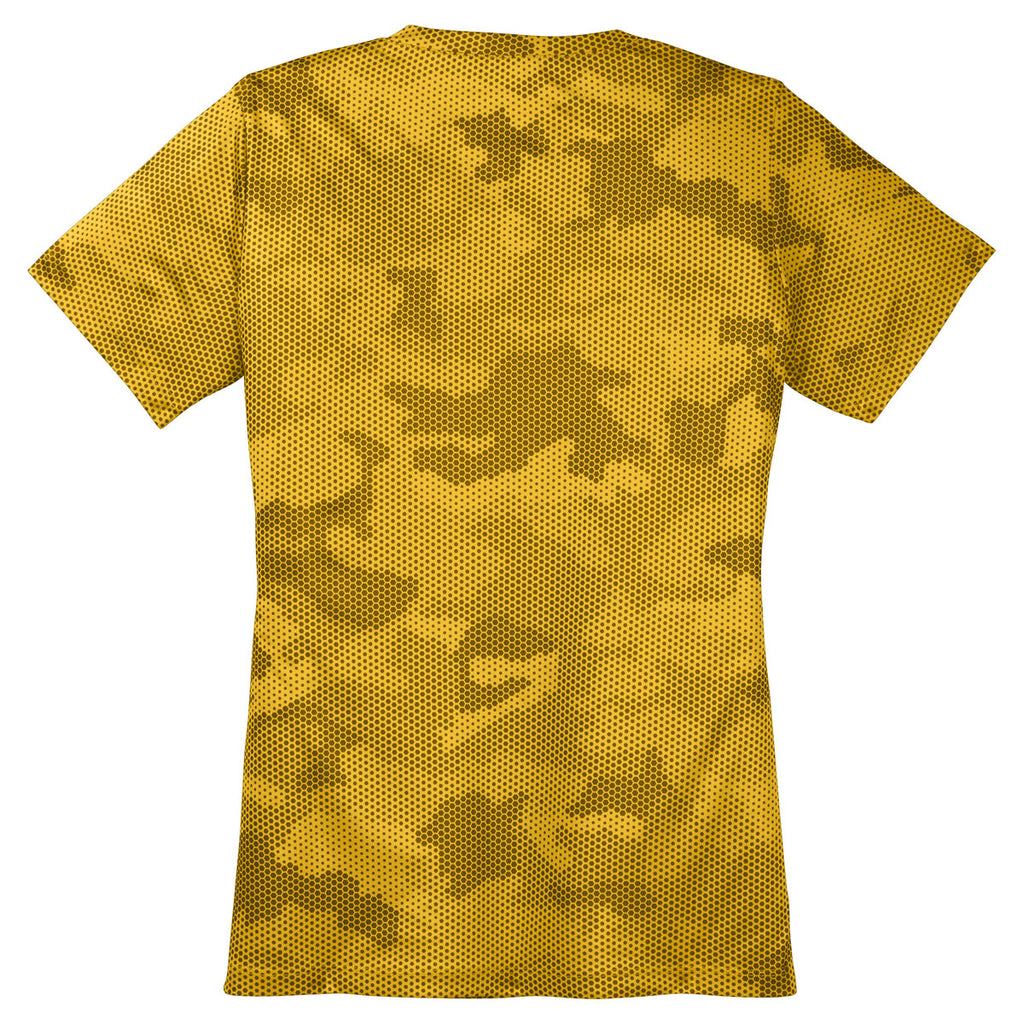 Sport-Tek Women's Gold CamoHex V-Neck Tee