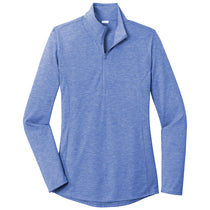 Sport-Tek Women's True Royal Heather PosiCharge Tri-Blend Wicking 1/4-Zip Pullover