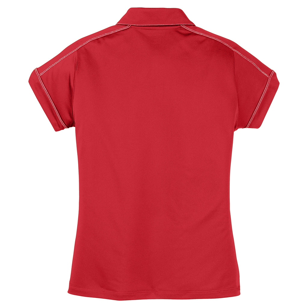 Sport-Tek Women's True Red Contrast Stitch Micropique Sport-Wick Polo