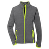 Sport-Tek Women's Charcoal Grey Heather/Charge Green Sport-Wick Stretch Contrast Full-Zip Jacket