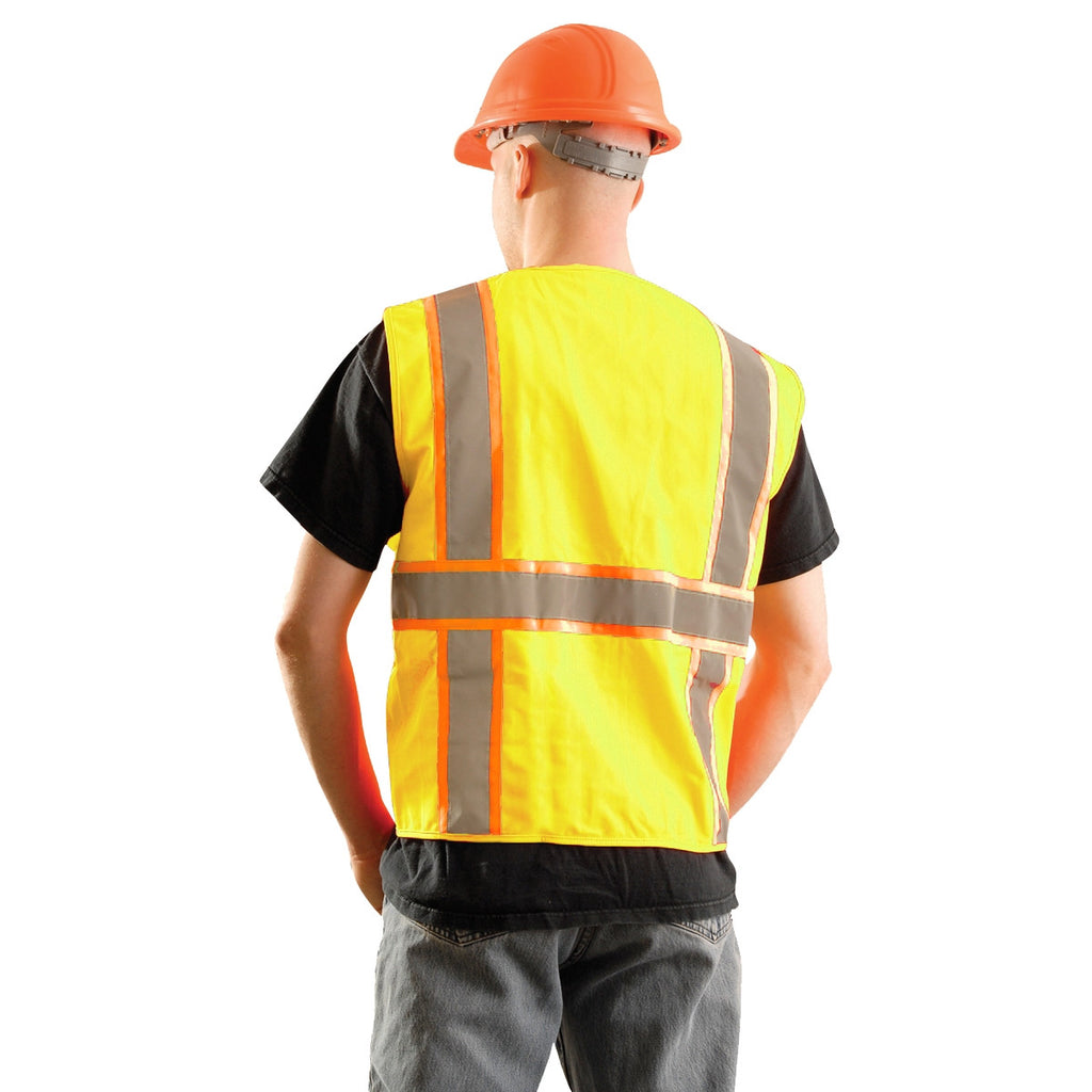 OccuNomix Men's Orange High Visibility Classic Solid Two-Tone Surveyor Safety Vest