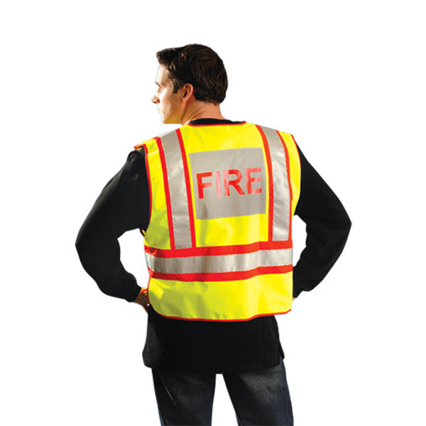 OccuNomix Men's Yellow/Red Premium Solid Public Safety Fire Vest