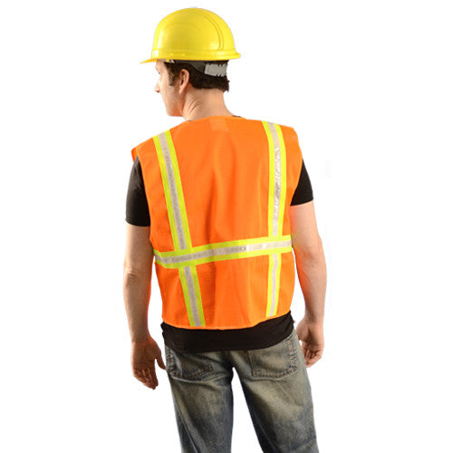 OccuNomix Men's Orange Classic Mesh Two-Tone Surveyor Vest