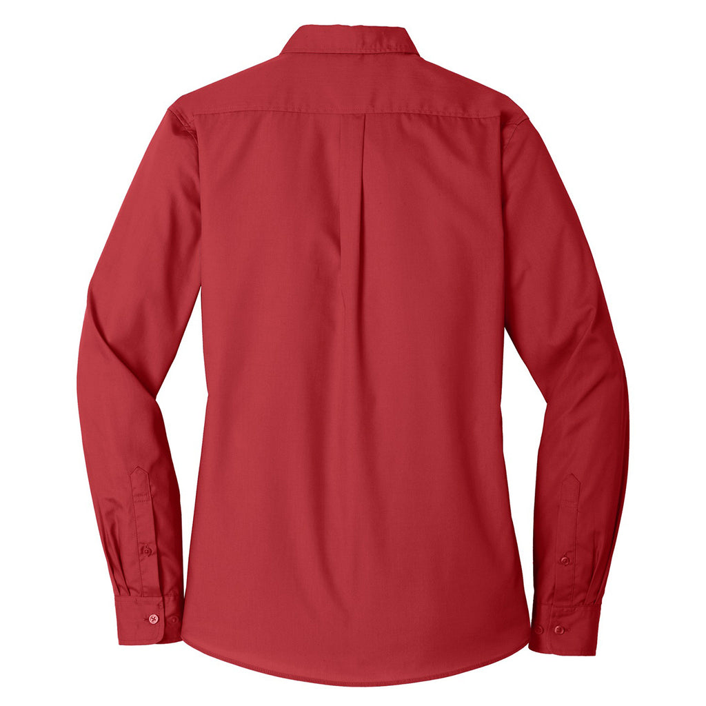 Port Authority Women's Rich Red Long Sleeve Carefree Poplin Shirt