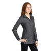 Port Authority Women's Black/Grey Steel Pincheck Easy Care Shirt
