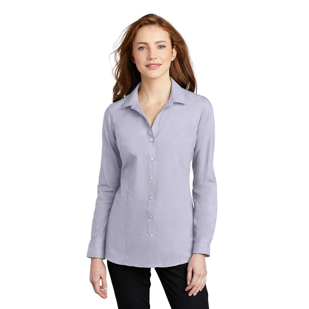 Port Authority Women's Gusty Grey/White Pincheck Easy Care Shirt