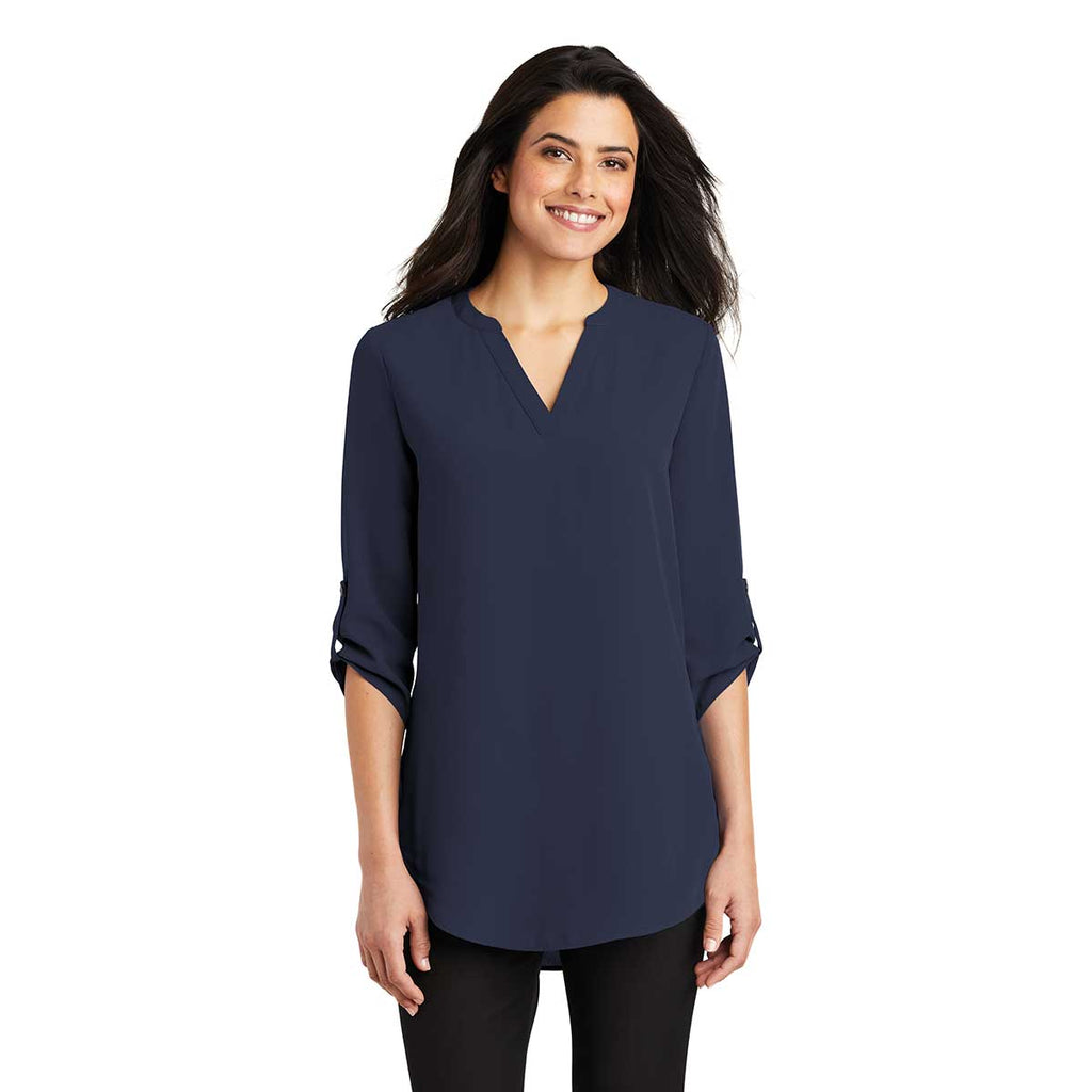 Port Authority Women's True Navy 3/4-Sleeve Tunic Blouse