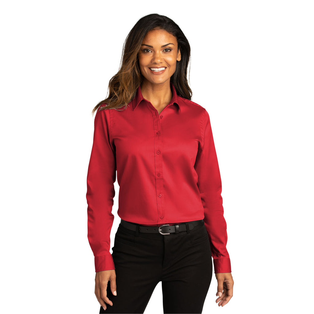 Port Authority Women's Rich Red Long Sleeve SuperPro React