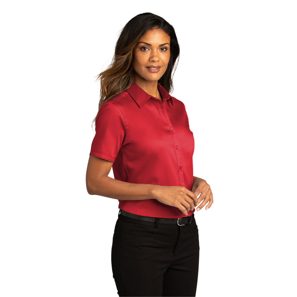 Port Authority Women's Rich Red Short Sleeve SuperPro React Twill Shirt