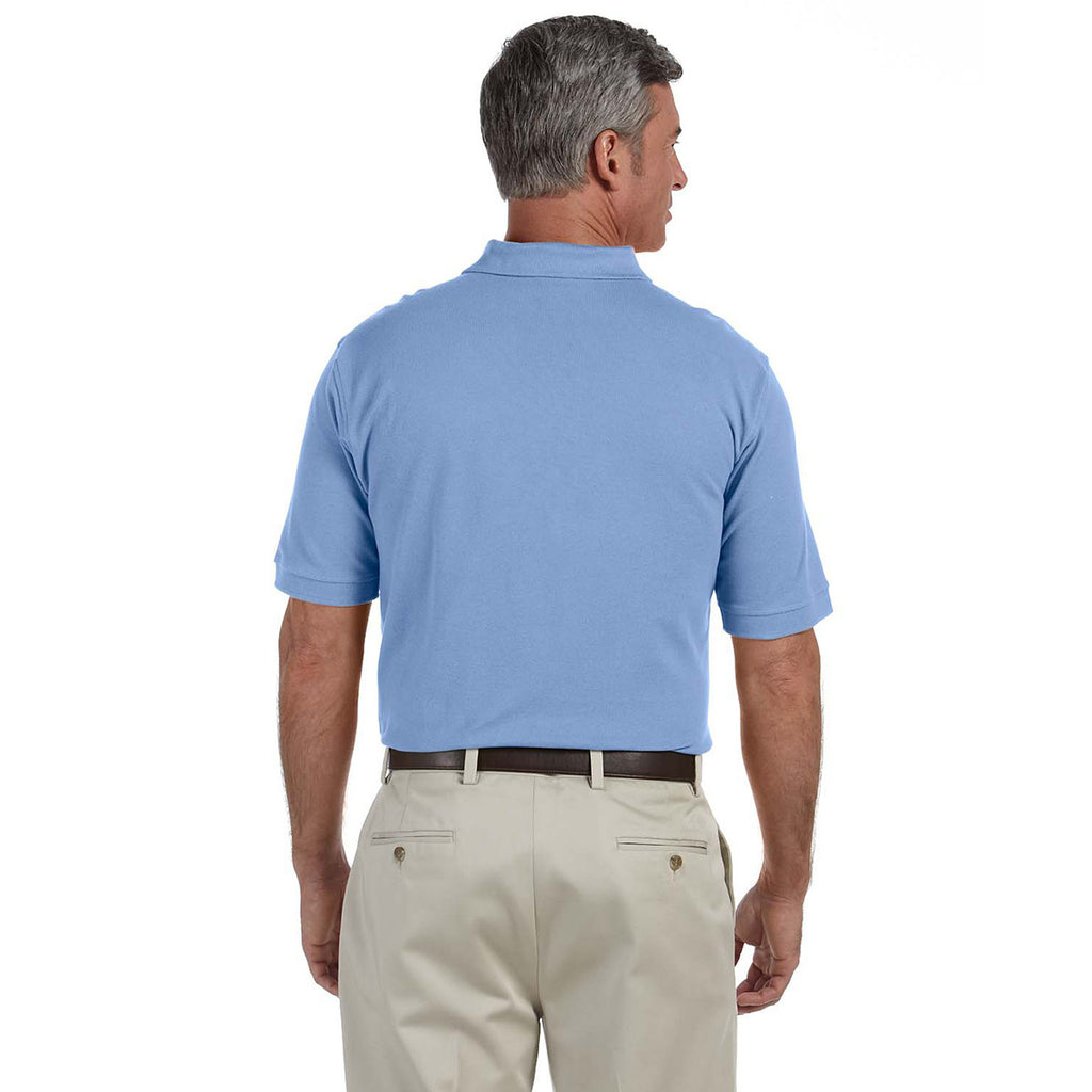 Harriton Men's Light College Blue 6 oz. Ringspun Cotton Pique Short-Sleeve Polo