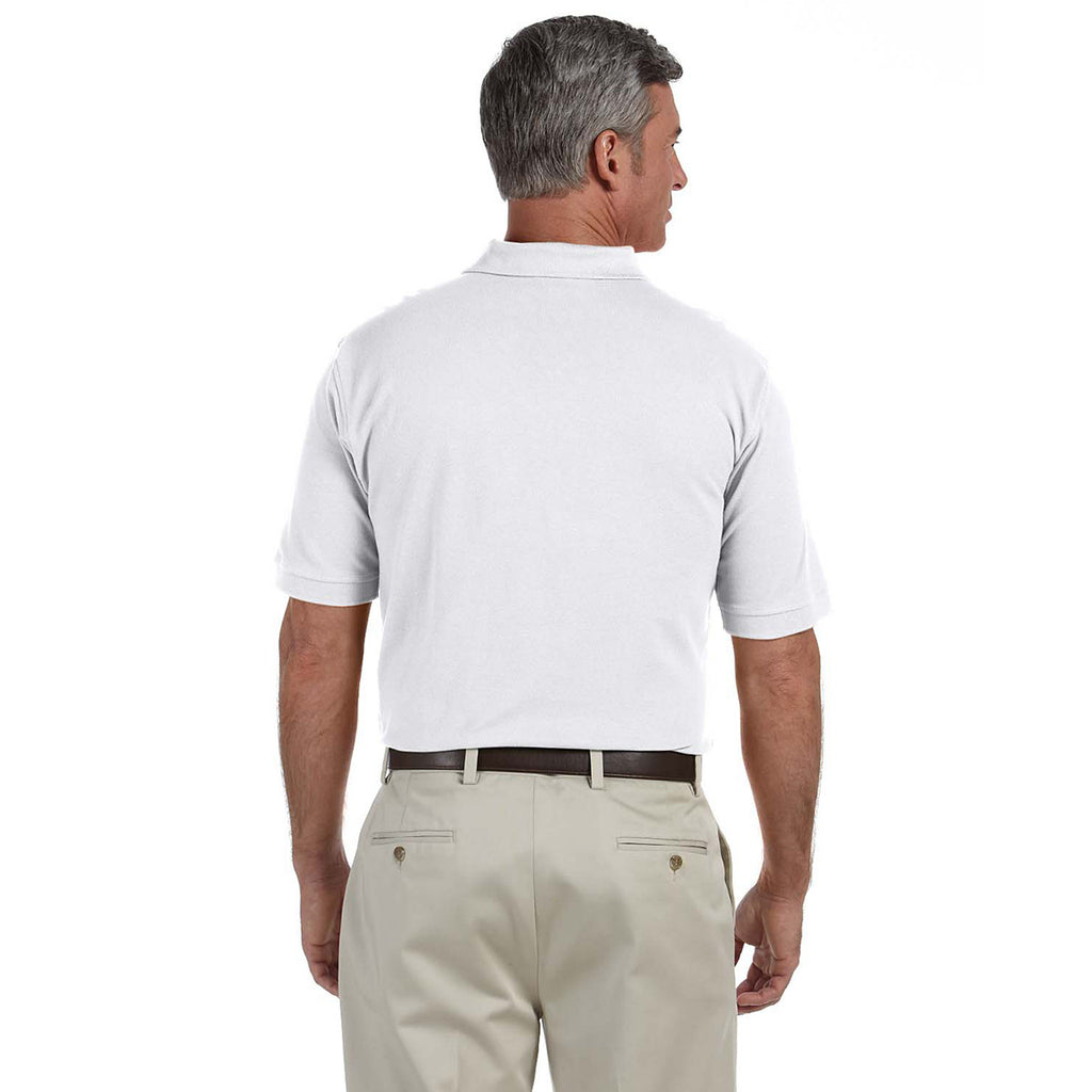 Harriton Men's White Tall 6 oz. Ringspun Cotton Pique Short-Sleeve Polo