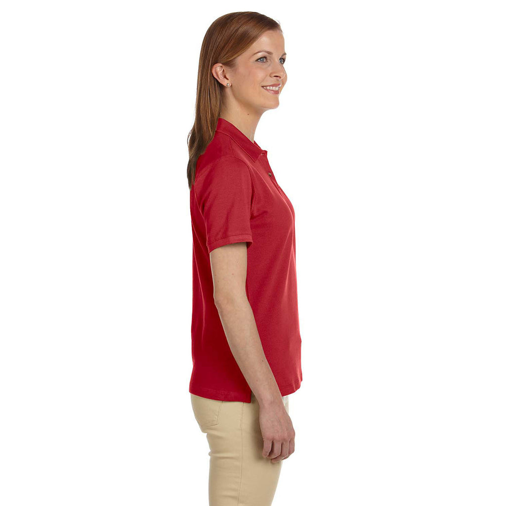 Harriton Women's Red 6 oz. Ringspun Cotton Pique Short-Sleeve Polo