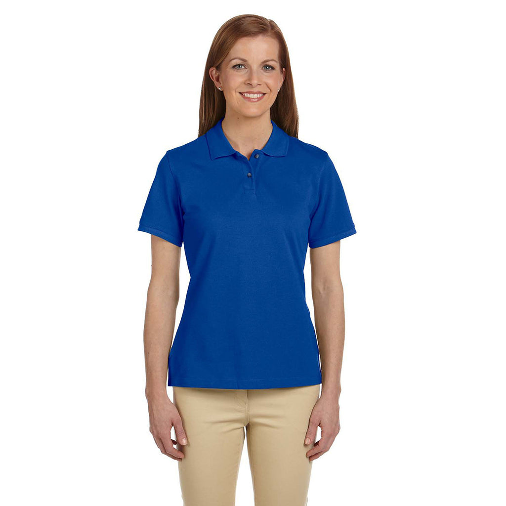 Harriton Women's True Royal 6 oz. Ringspun Cotton Pique Short-Sleeve Polo