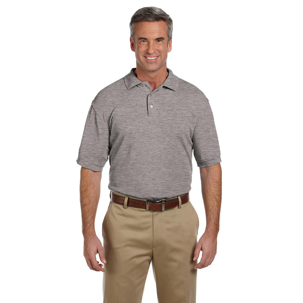 Harriton Men's Grey Heather 5 oz. Blend-Tek Polo