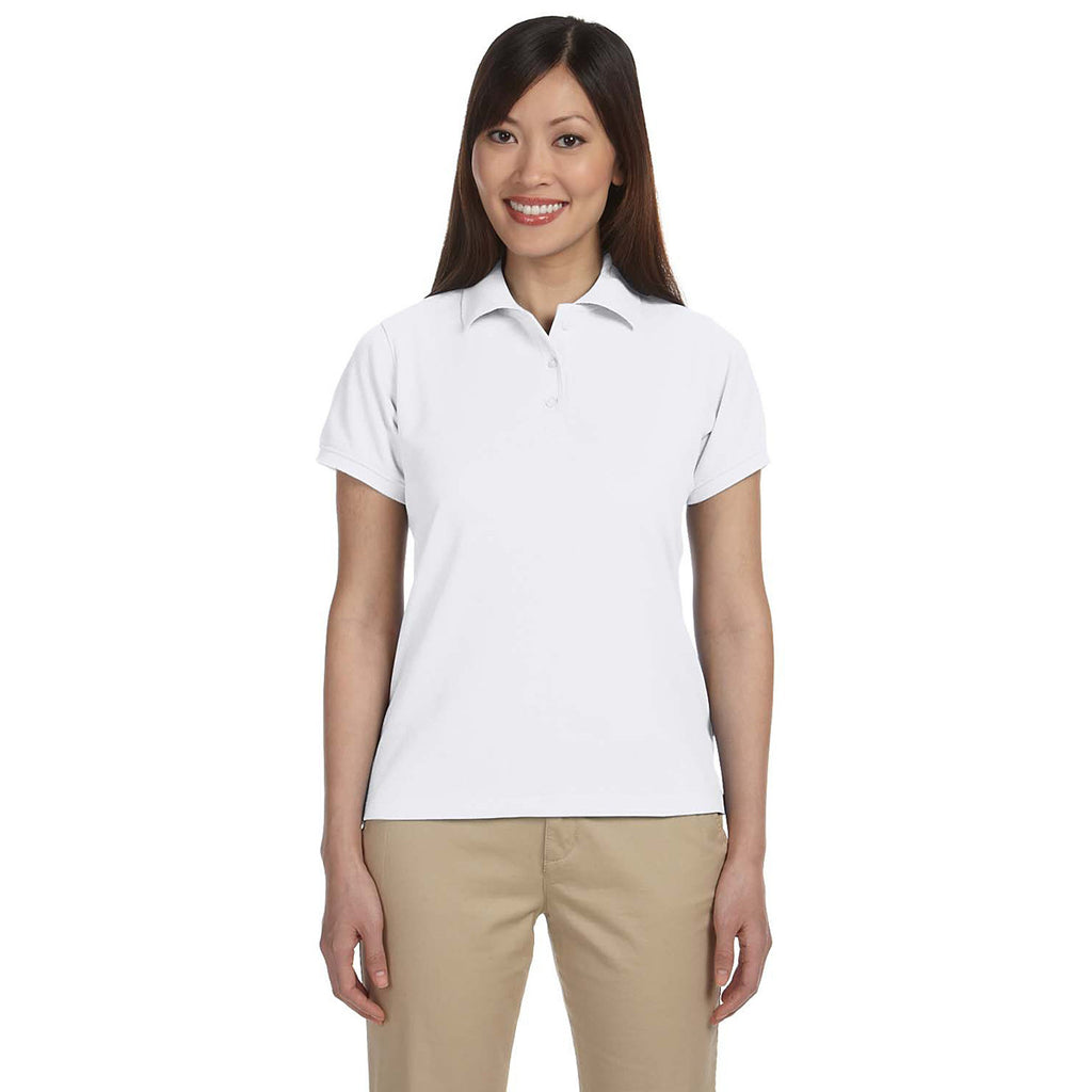 Harriton Women's White 5 oz. Blend-Tek Polo