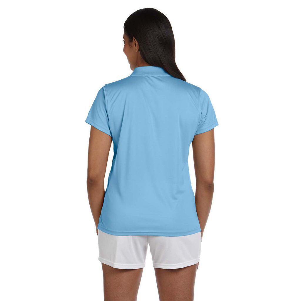 Harriton Women's Light Blue 4 oz. Polytech Polo