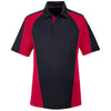 Harriton Men's Black/ Red/ Dark Charcoal Advantage Snag Protection Plus Colorblock Polo