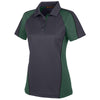 Harriton Women's Dark Charcoal/ Dark Green/ Black Advantage Snag Protection Plus Colorblock Polo