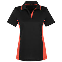 Harriton Women's Black/ Team Orange Flash Snag Protection Plus Colorblock Polo