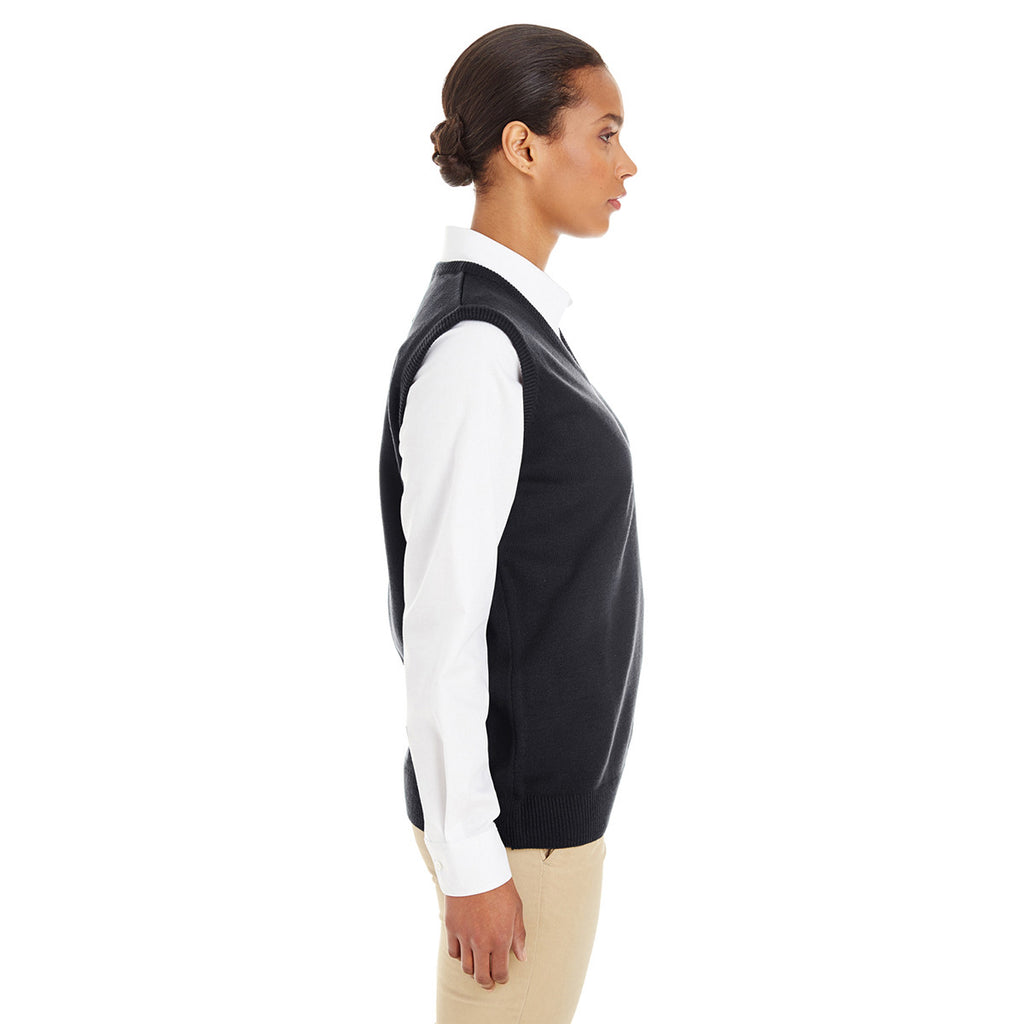 Harriton Women's Black Pilbloc V-Neck Sweater Vest